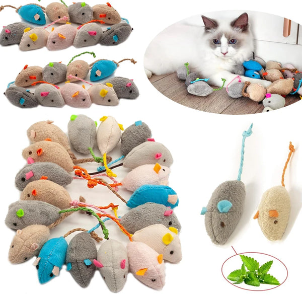 Fuzzy Rattle Cat Mouse Pack